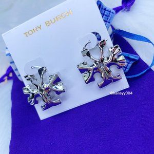 Tory Burch Roxanne Hidden Logo Stud Earrings (Brand New with Dust Bag)